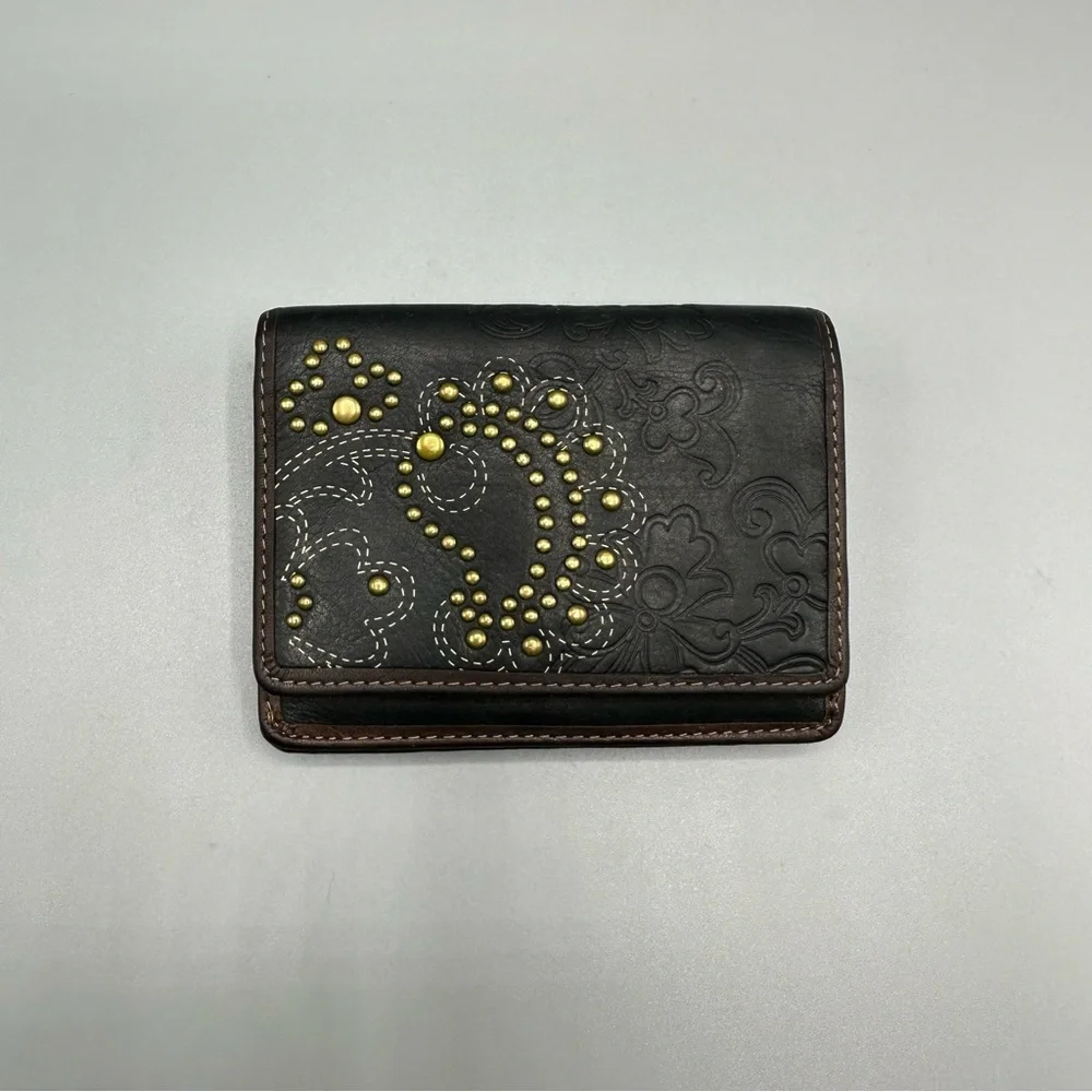 Fossil black Leather Floral Studded Women’s Wallet